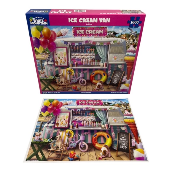 WHITE MOUNTAIN 1000 Piece Puzzle "Ice Cream Van" Jigsaw Puzzle Complete USA - Picture 2 of 6
